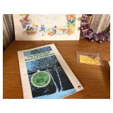 Vintage Music & Collectibles Lot - Black Diamond Strings, Martin & Señorita Ukulele Strings, Christmas Sheet Music, Guatemalan Worry Doll Wreath