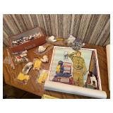 Mixed Collectibles Lot Featuring Boy Scouts Poster, Figural Pipes, Costume Jewelry, Shells & More