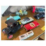 Vintage & Modern Toy Vehicle Collection: 10-Piece Lot featuring Tyco RC Mini Cooper, Tin Litho Motorcycle, and Classic Die-Cast Cars