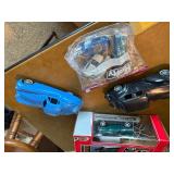 Vintage & Modern Toy Vehicle Collection: 10-Piece Lot featuring Tyco RC Mini Cooper, Tin Litho Motorcycle, and Classic Die-Cast Cars