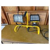 Regent Dual-Head Halogen Work Light with Stand (Yellow/Black)