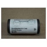 $25 Roll of Uncirculated US Presidential $1 Coin Ronald Reagan - Denver