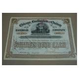 Antique Chicago, Burlington & Quincy Railroad Company Stock Certificate