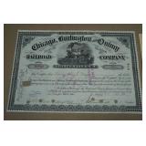 Antique Chicago, Burlington & Quincy Railroad Company Stock Certificate