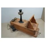Antique Oak Wall Mount Crank Telephone