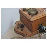 Antique Oak Wall Mount Crank Telephone