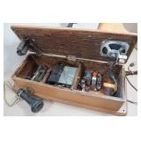 Antique Oak Wall Mount Crank Telephone