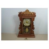 Antique New Haven Walnut Parlor Clock with Key