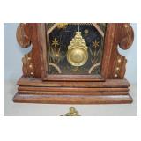 Antique New Haven Walnut Parlor Clock with Key