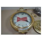 Vintage Budweiser Revolving Pocket Watch Clock Advertising Sign