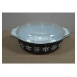 Vintage Pyrex Black Snowflake Oval Casserole Dish - 1.5QT