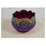 Vintage Indian Glass Heirloom Sunset Carnival Rose Bowl