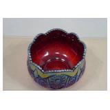 Vintage Indian Glass Heirloom Sunset Carnival Rose Bowl