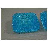 Vintage Fenton Hobnail Aqua Blue Candle Holders