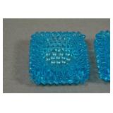 Vintage Fenton Hobnail Aqua Blue Candle Holders