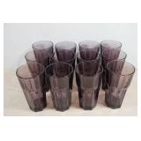 Set of 12 Libbey Purple Heavy Base Drinking Glasses