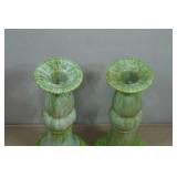 Vintage Royal Haeger Green Drip Glaze Candlesticks