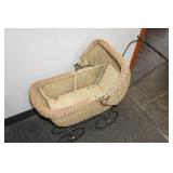 Antique Woven Wicker Basket Baby Carriage