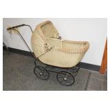 Antique Woven Wicker Basket Baby Carriage
