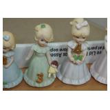 Vintage Enesco Growing Up Birthday Girl Porcelain Figurines