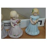 Vintage Enesco Growing Up Birthday Girl Porcelain Figurines