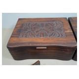 Antique Art Deco Wooden Boxes and Ice Skates