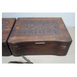 Antique Art Deco Wooden Boxes and Ice Skates