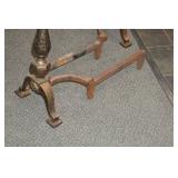 Vintage Brass and Iron Fireplace Andirons