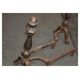 Vintage Brass and Iron Fireplace Andirons