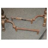 Vintage Brass and Iron Fireplace Andirons