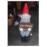 Large Garden Gnome with Go Away/Welcome Sign