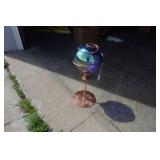 Metal and Blown Glass Gazing Ball