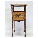 Signed Vintage CUSHMAN Copper-Lined Smoking Table w/Eagle Design