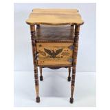 Signed Vintage CUSHMAN Copper-Lined Smoking Table w/Eagle Design