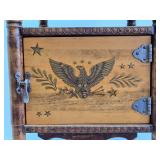 Signed Vintage CUSHMAN Copper-Lined Smoking Table w/Eagle Design