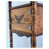 Signed Vintage CUSHMAN Copper-Lined Smoking Table w/Eagle Design