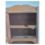 Vintage Hanging Wall Cabinet Shelf w/Floral Stained Glass