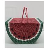 Large Vintage Woven Watermelon Picnic Basket