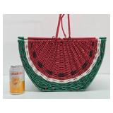 Large Vintage Woven Watermelon Picnic Basket