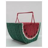 Large Vintage Woven Watermelon Picnic Basket