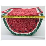 Large Vintage Woven Watermelon Picnic Basket