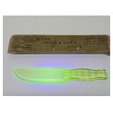 Very Cool Vintage Vaseline Glass Knife w/Original Box