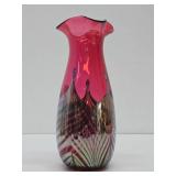 Lovely Art Glass Vase - Silver & Pink