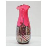 Lovely Art Glass Vase - Silver & Pink