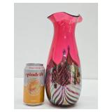 Lovely Art Glass Vase - Silver & Pink