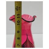Lovely Art Glass Vase - Silver & Pink