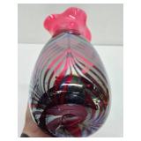 Lovely Art Glass Vase - Silver & Pink