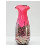 Lovely Art Glass Vase - Silver & Pink