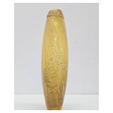 LARGE Handblown Yellow w/Gold Art Glass Vase