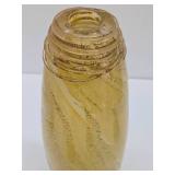 LARGE Handblown Yellow w/Gold Art Glass Vase